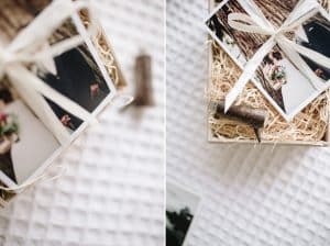 Die Hochzeitspräsentationsbox mit USB Stick ist fertig verpackt worden.